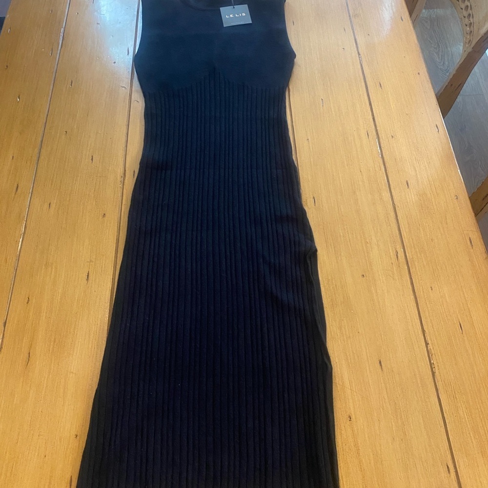 Women’s Sleeveless Turtleneck Maxi Black Sweater Dress Bodycon Texture New S/M - Picture 12 of 15